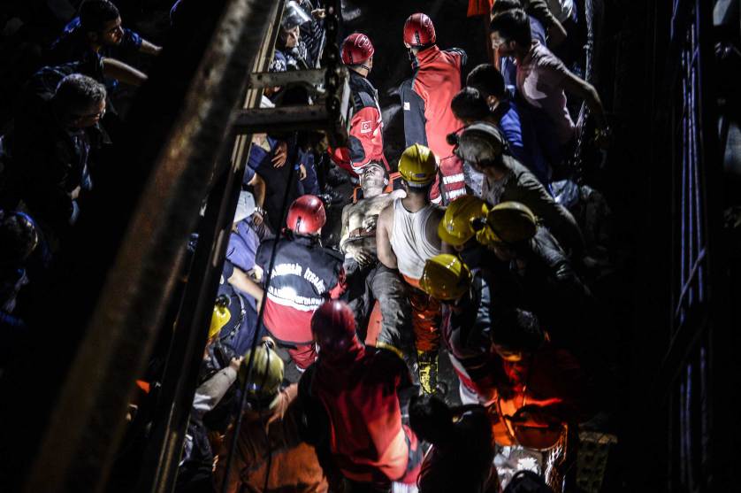 2014. Four miner were killed and as many as 300 trapped after a mine collapse in the western Turkish city of Manisa, a local official said. "At least 200-300 workers were working in the mine when an electric fault caused an explosion," the mayor of Soma, a district of Manisa, told private NTV television. AFP PHOTO/BULENT KILICBULENT KILIC/AFP/Getty Images