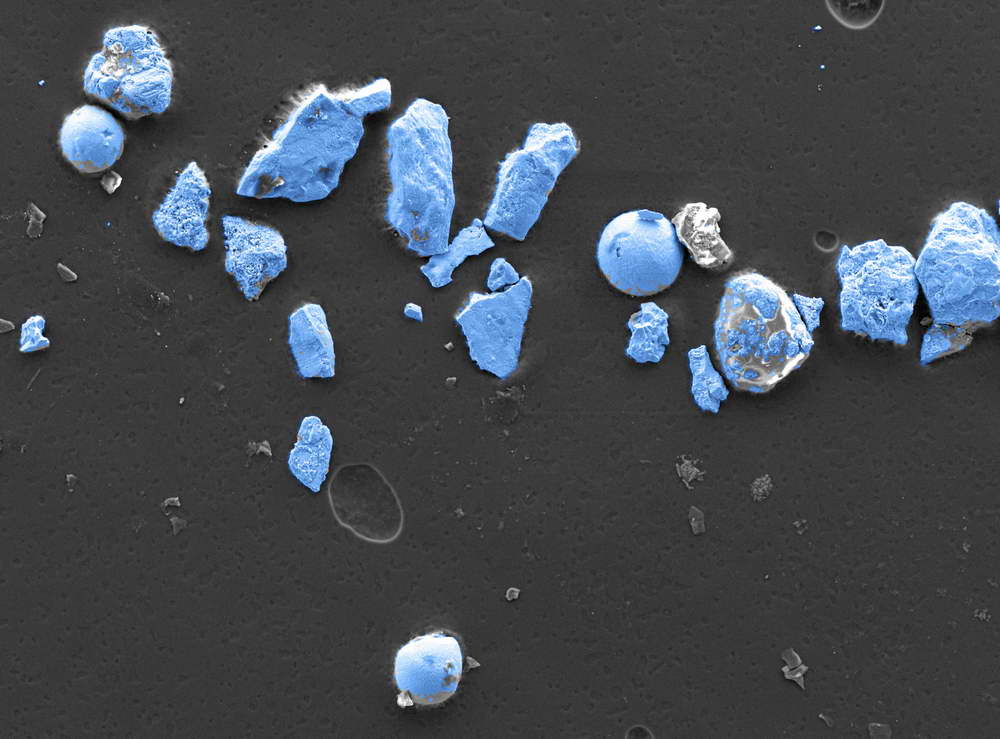 The disparity in the degree of rounding of grains of the same size shows that, although originating on the same day and barring no major differences in hardness, the grains have not all had the same abrasion history.