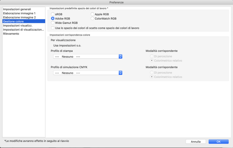 Aprendo il menu a tendina (modifica > impostazioni colore > spazio di lavoro > RGB) si trovano tanti profili, ma in realtà sono solo primi quelli da prendere veramente in considerazione. Apple RGB e ColorMatch RGB sono molto vecchi, Photoshop li tiene per mantenere una certa retro-compatibilità.