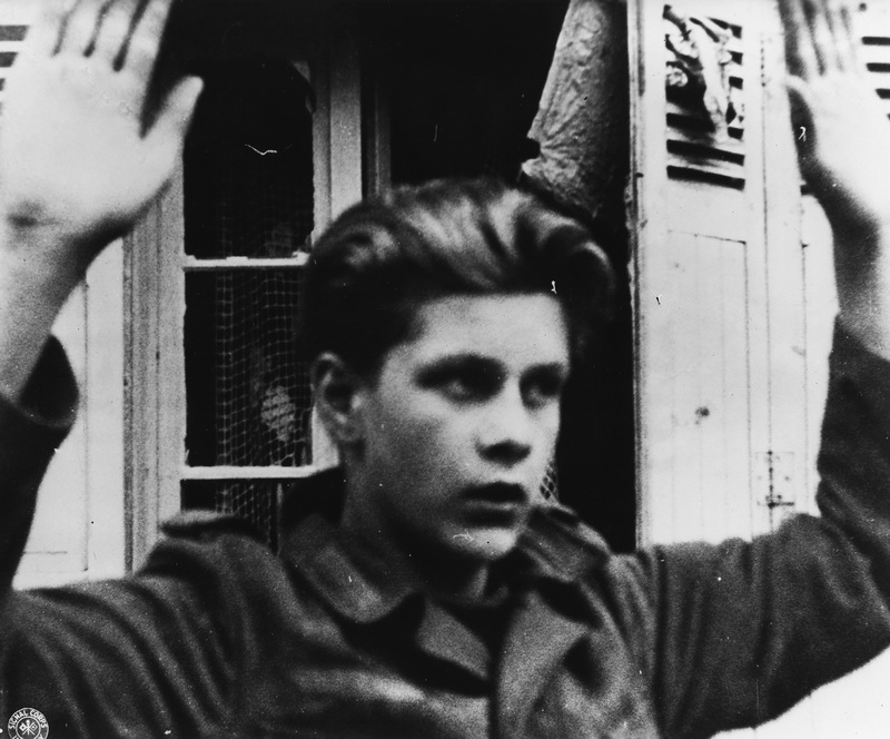 “Young frightened German prisoner”. 1944 France  Photographer: unknown or not provided Courtesy Franklin D. Roosevelt Library/ U.S. National Archives 